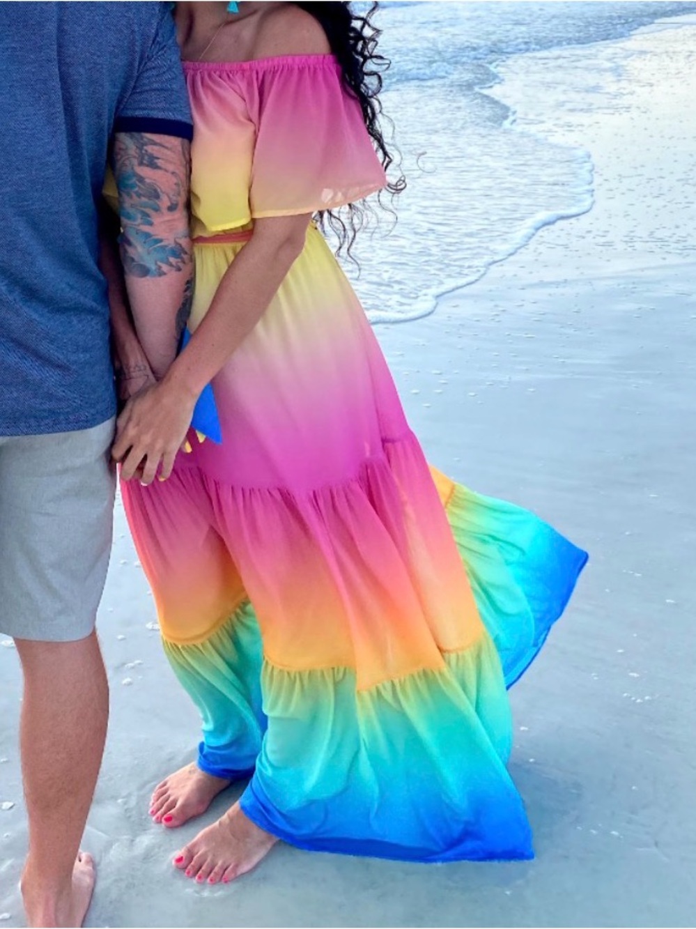 Vici Rainbow Ombre Off-Shoulder Maxi Dress - Picture 4 of 4